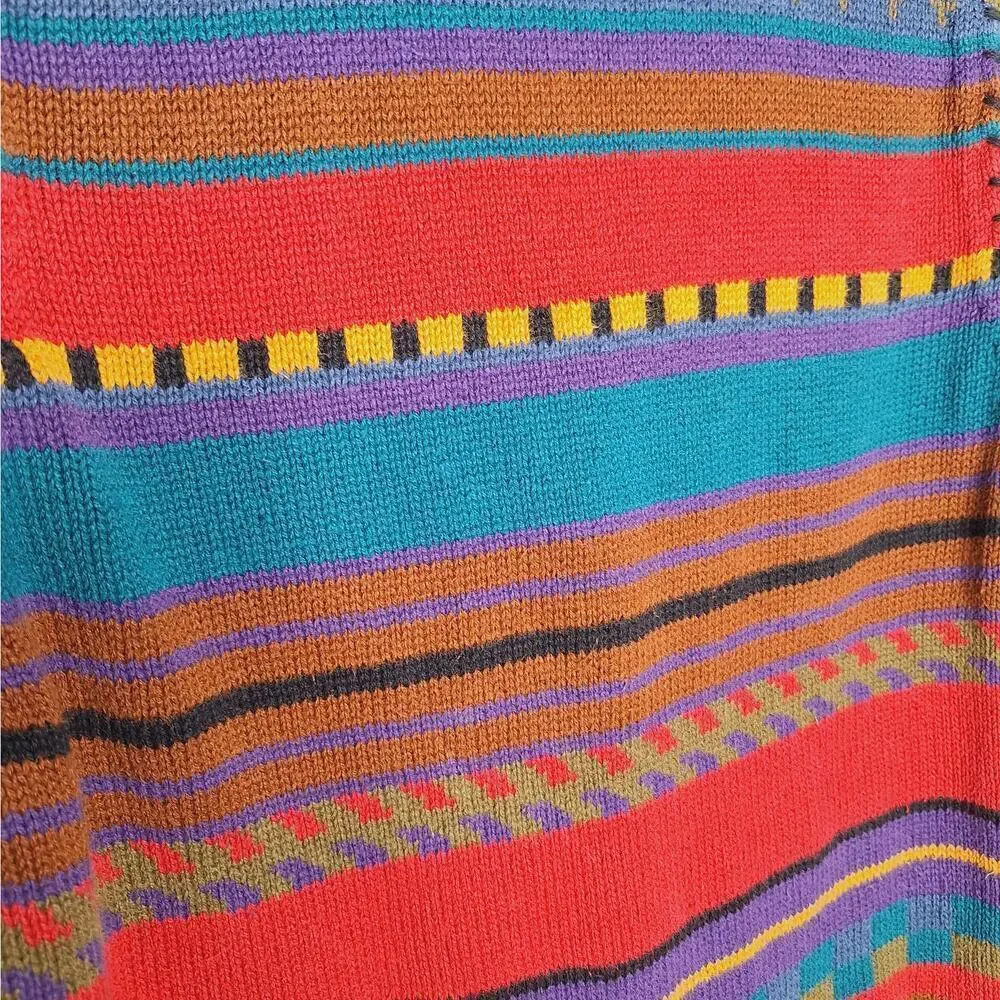 Vintage 90s Sweater Vest High Gate Southwestern Eclectic Grandpa PM Ramie Cotton - Picture 7 of 9